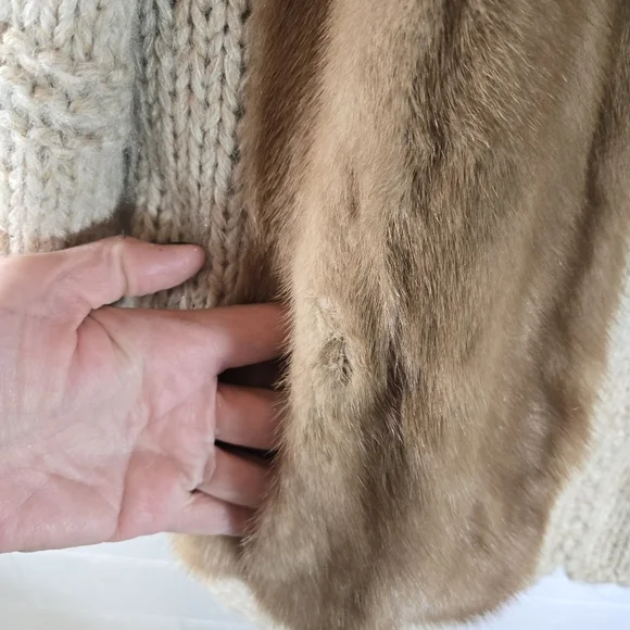 Vtg 70s  Mink Front Sweater Jacket Albert Furs - Picture 4 of 13